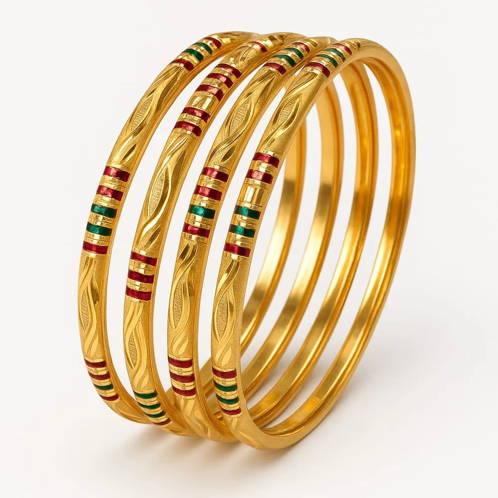 Handmade Gold-Tone Hath Kangan Chudi Set (4 Piece )