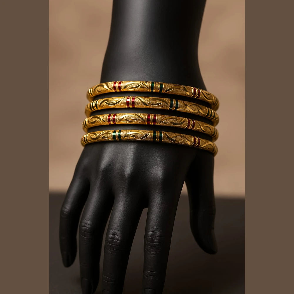 Handmade Gold-Tone Hath Kangan Chudi Set (4 Piece )