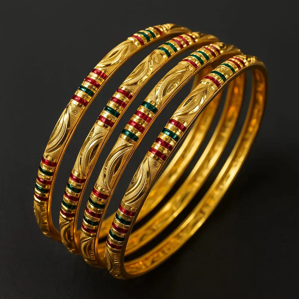 Handmade Gold-Tone Hath Kangan Chudi Set (4 Piece )