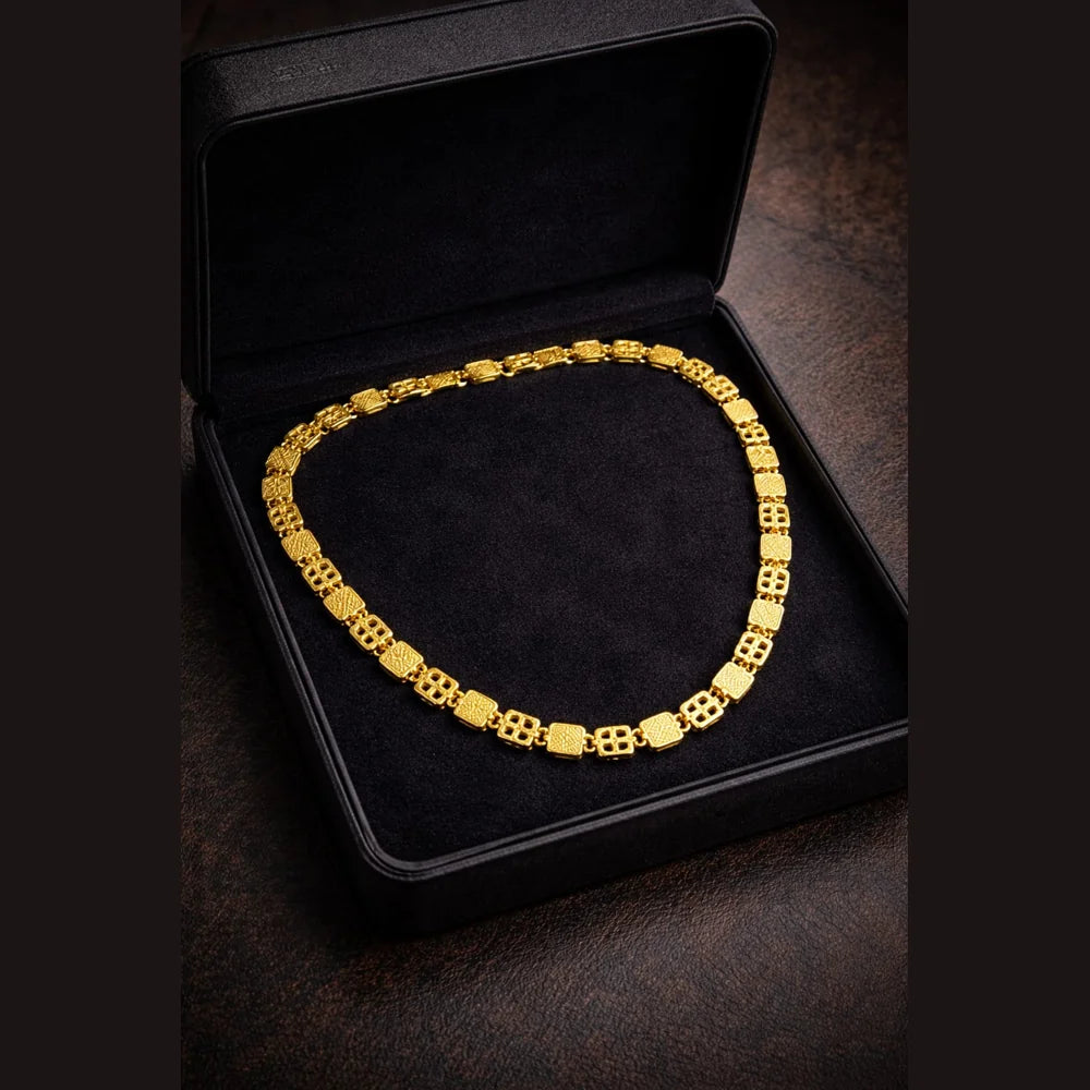 ZHome Clover Cut Gold Plated Necklace – 20 Inch Unisex Chain