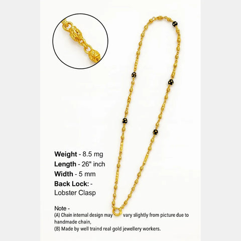 One Gram Gold-Plated 26” Lobster Clasp Mangalsutra Chain for Women – Handmade by Real Gold Jewellery Workers