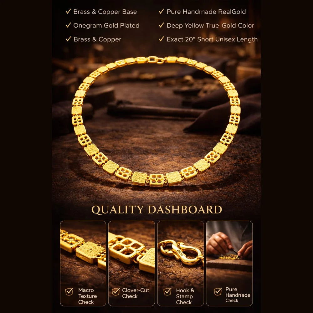 ZHome Clover Cut Gold Plated Necklace – 20 Inch Unisex Chain