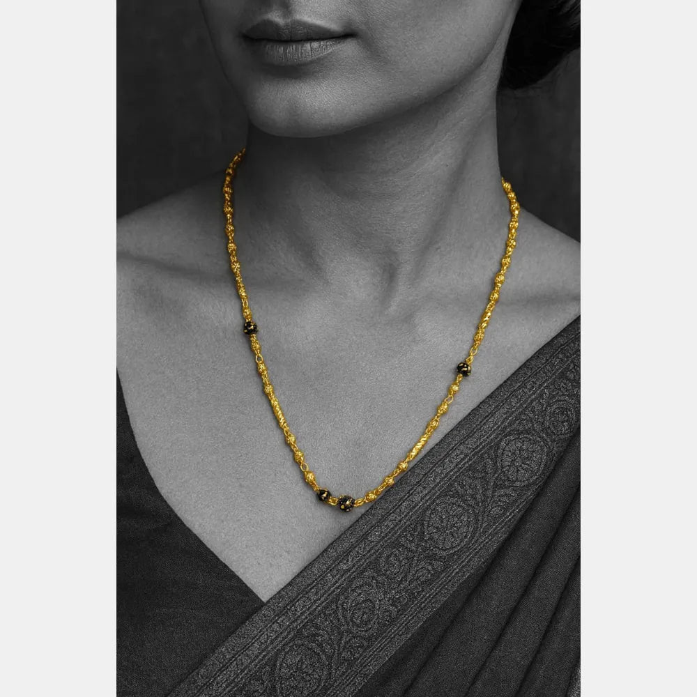 One Gram Gold-Plated 26” Lobster Clasp Mangalsutra Chain for Women – Handmade by Real Gold Jewellery Workers