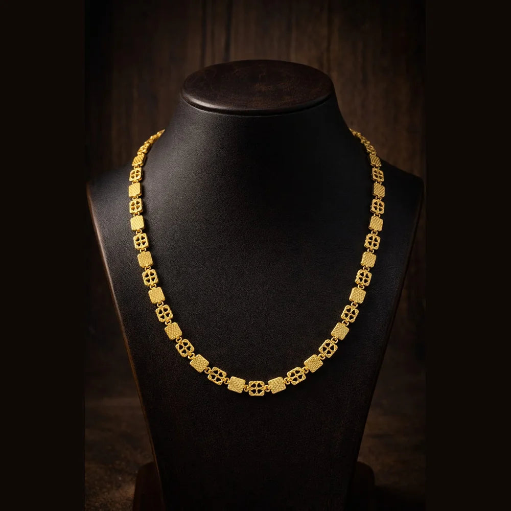 ZHome Clover Cut Gold Plated Necklace – 20 Inch Unisex Chain