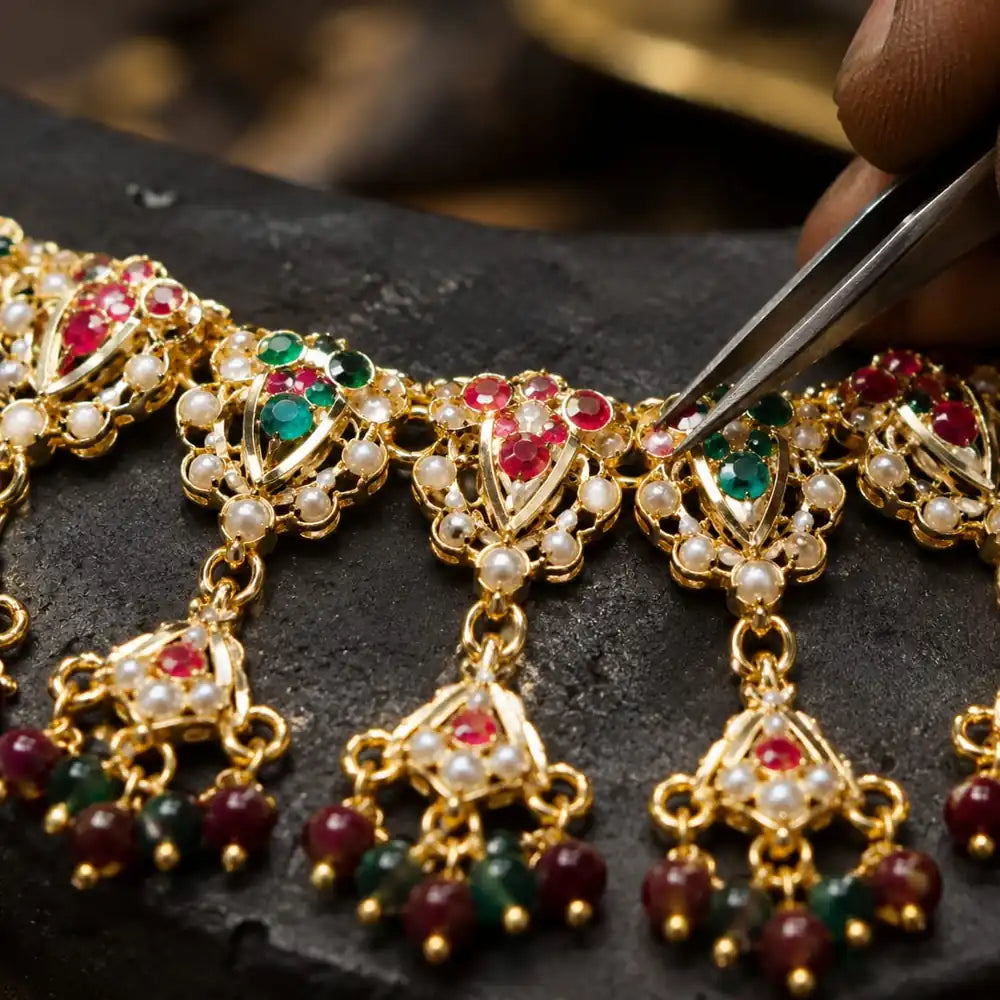 ZHome Premium Rajwadi Multicolor Jhumka Earrings with Marathi Nath Inspired Traditional Look | 22K Gold Plated Ethnic Pearl Earrings | Wedding, Festive & Party Wear