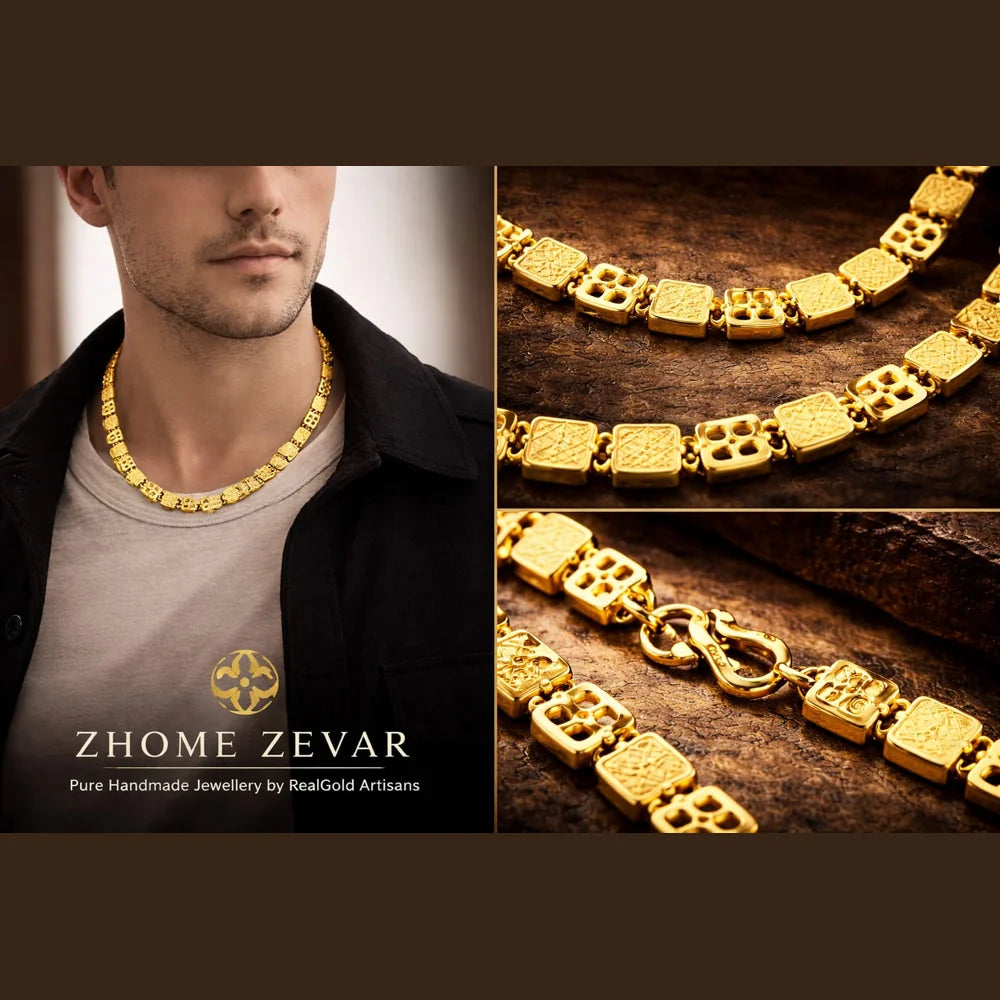 ZHome Clover Cut Gold Plated Necklace – 20 Inch Unisex Chain