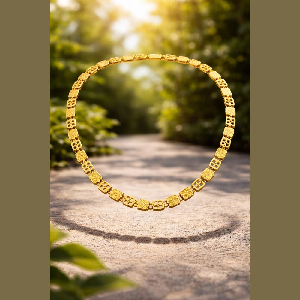 ZHome Clover Cut Gold Plated Necklace – 20 Inch Unisex Chain