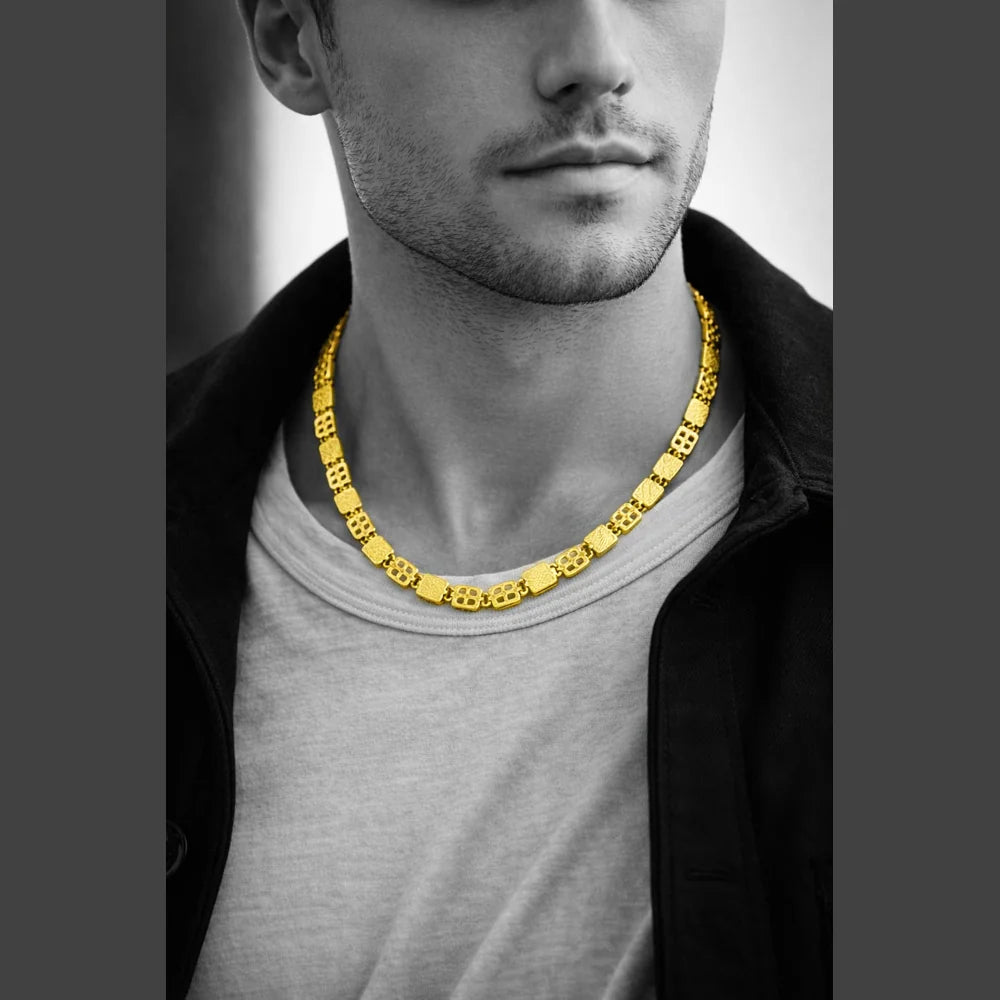 ZHome Clover Cut Gold Plated Necklace – 20 Inch Unisex Chain