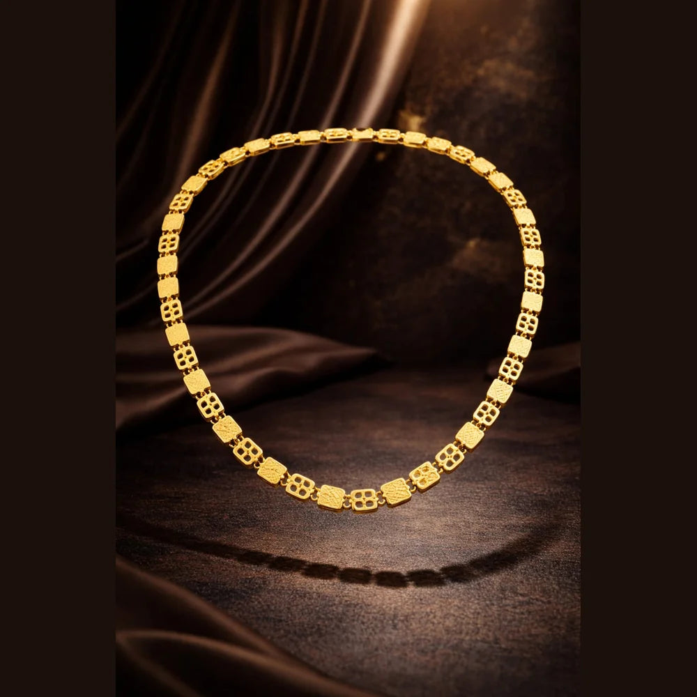 ZHome Clover Cut Gold Plated Necklace – 20 Inch Unisex Chain