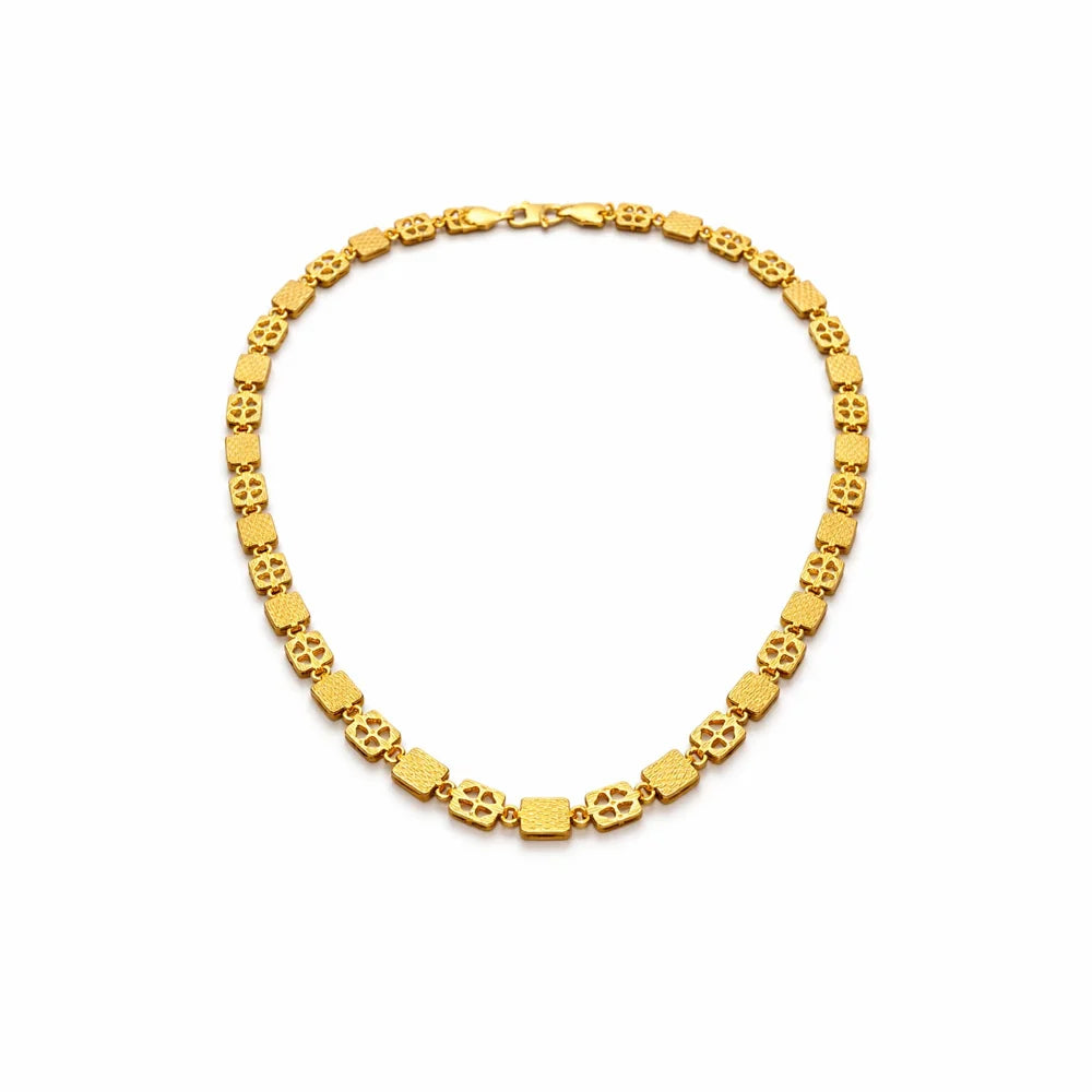 ZHome Clover Cut Gold Plated Necklace – 20 Inch Unisex Chain