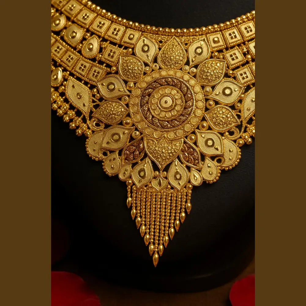 ZHome floral design 1-gram gold necklace set – luxury short necklace for occasions