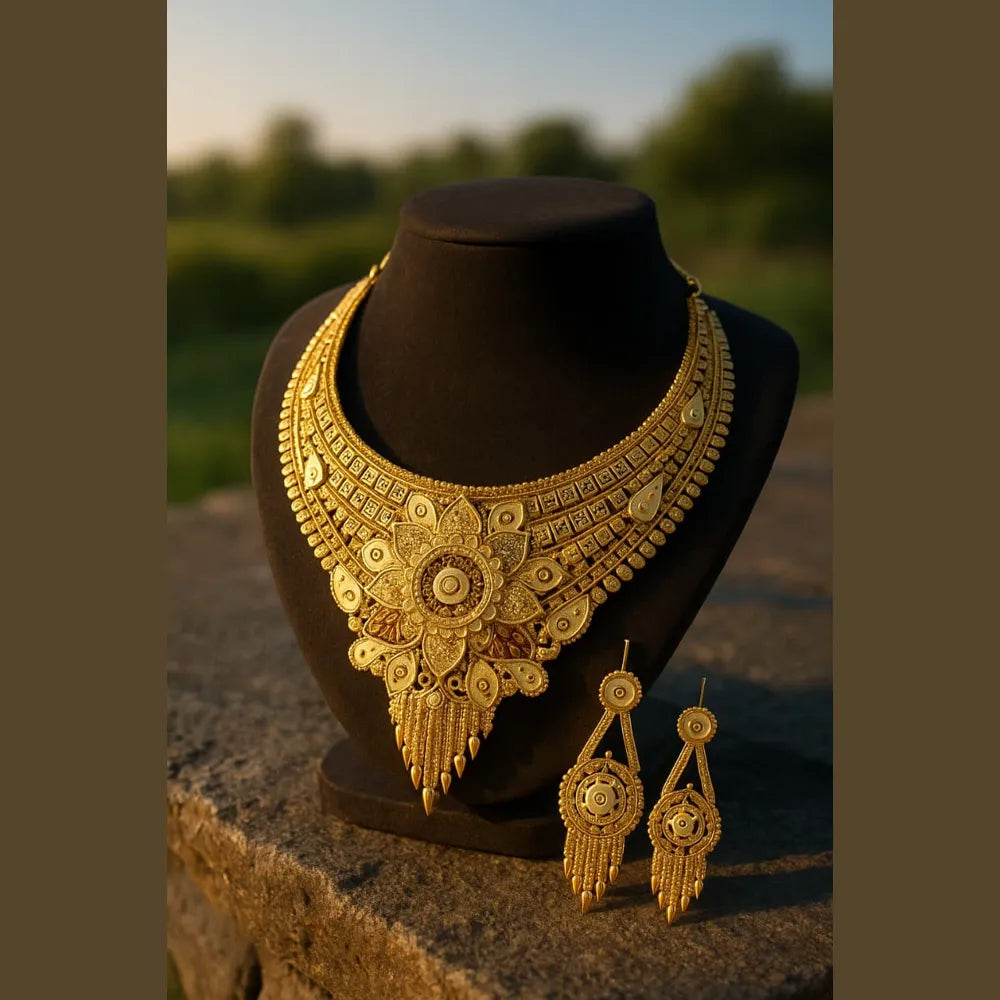 ZHome traditional one-gram jewellery short necklace – perfect for weddings and festivals