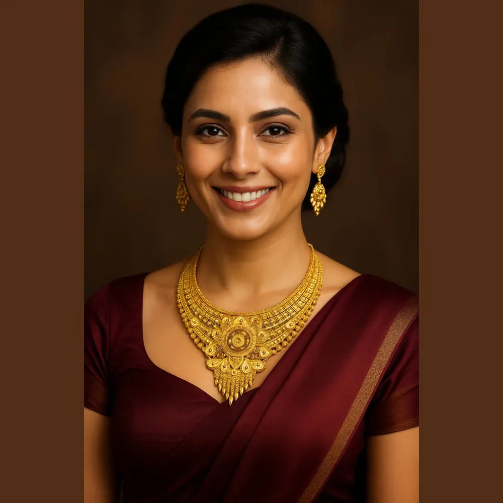 ZHome box-packed 1-gram gold short necklace set – premium gifting jewellery