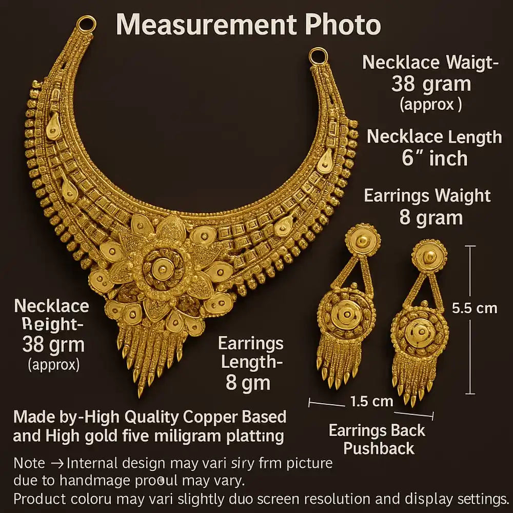 ZHome box-packed 1-gram gold short necklace set – premium gifting jewellery