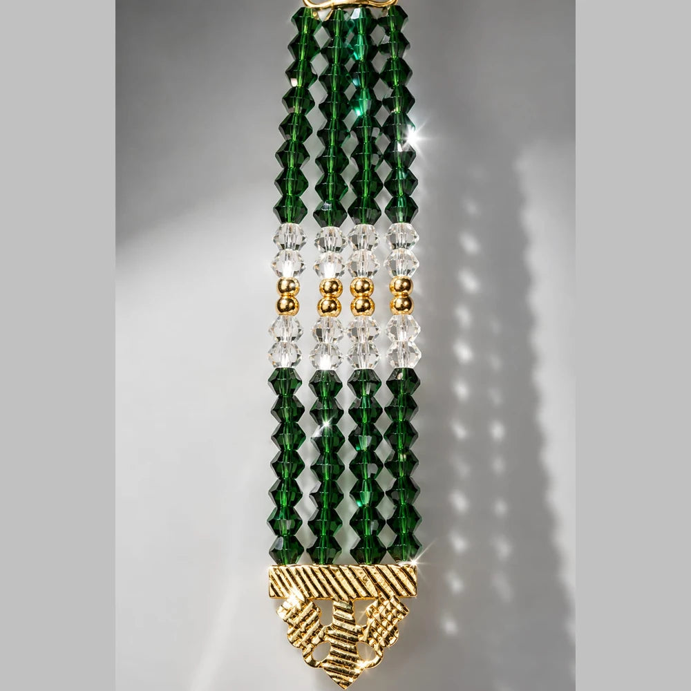 Gold Plated Green Bridal Necklace Set with Earrings