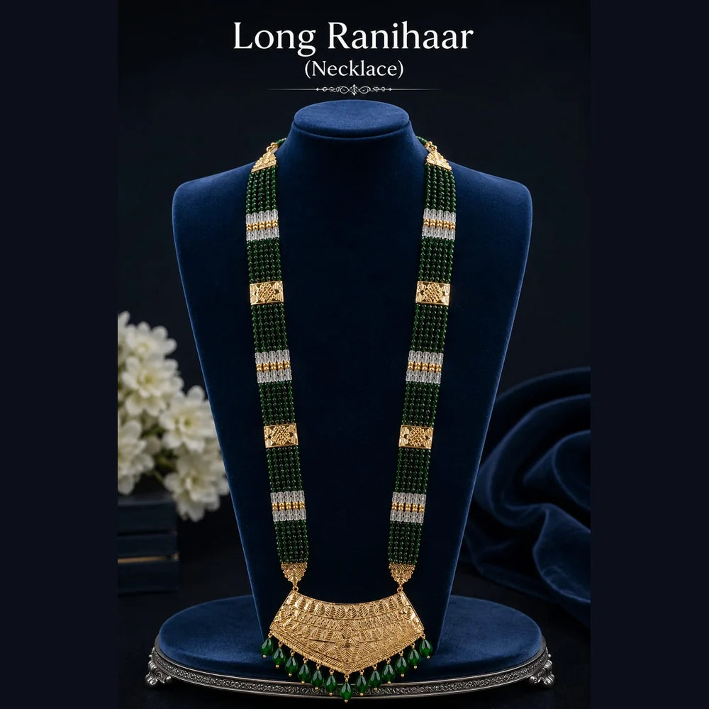 Gold Plated Green Bridal Necklace Set with Earrings