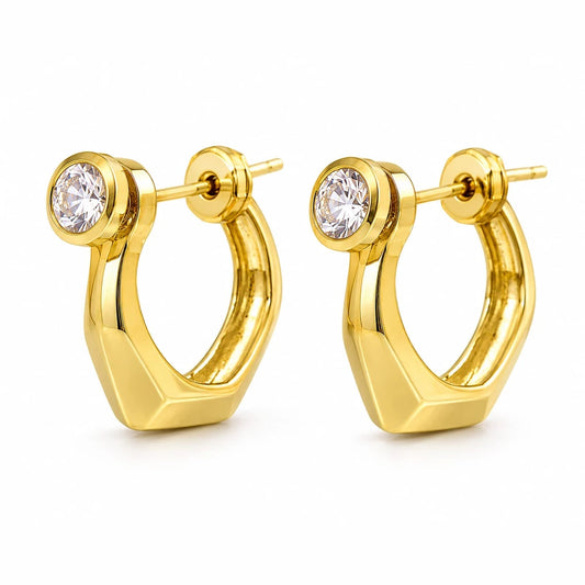 ZHome Gold-Plated Textured Hoop Earrings for Men (Premium Dual Ring Design)