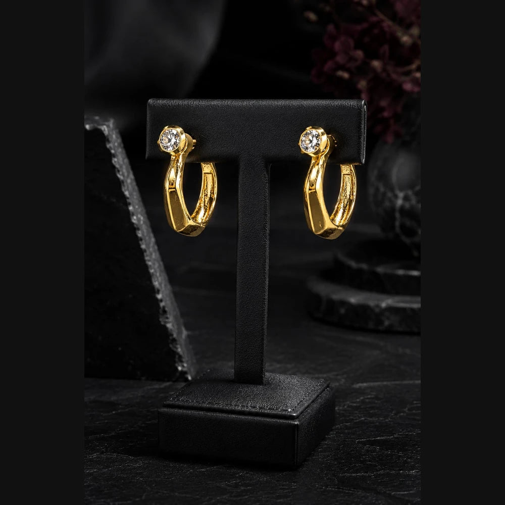 ZHome Gold-Plated Textured Hoop Earrings for Men (Premium Dual Ring Design)