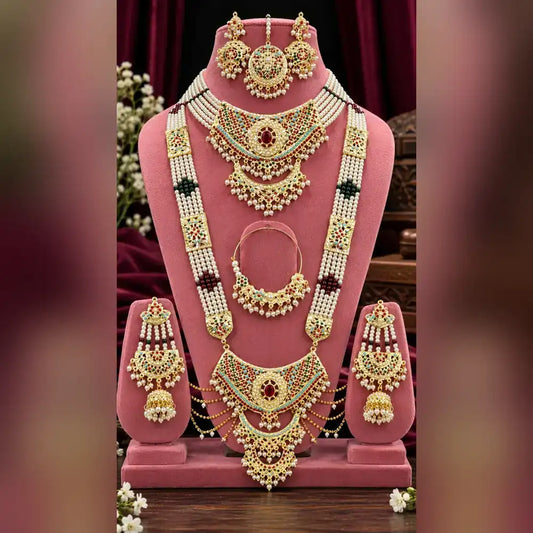 Exclusive Pearl Jadau Mehrani Bridal Jewellery Set – Full Gold-Plated Bridal Collection Zhome Special