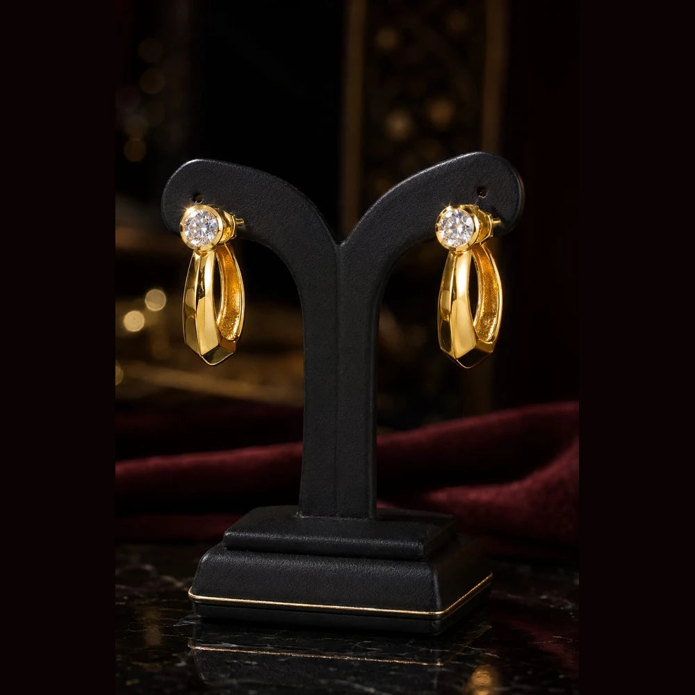 ZHome Gold-Plated Textured Hoop Earrings for Men (Premium Dual Ring Design)