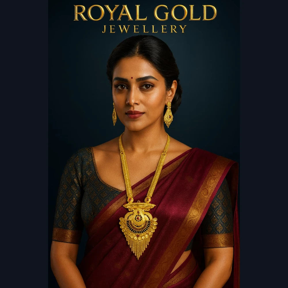 Product image of Long Necklace Jewelry Set Real Gold Look Design For Weddings Special Occasions – image 8