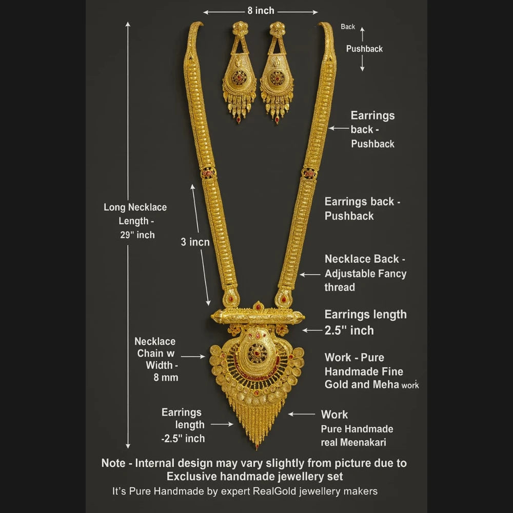 Long Necklace Jewelry Set – Real Gold Look Design for Weddings & Special Occasions