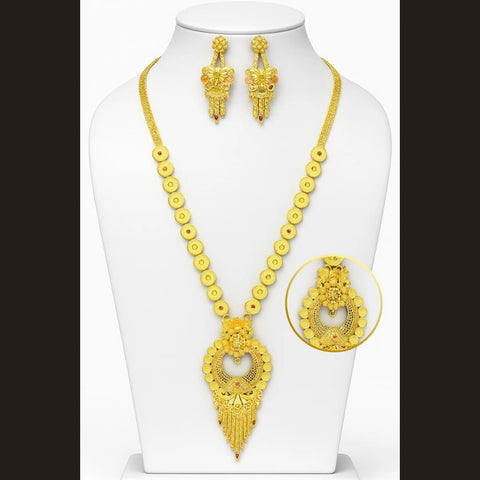 Exclusive Handmade One Gram Gold-Plated Long Ranihaar Necklace Set with Earrings – Royal Meenakari Work