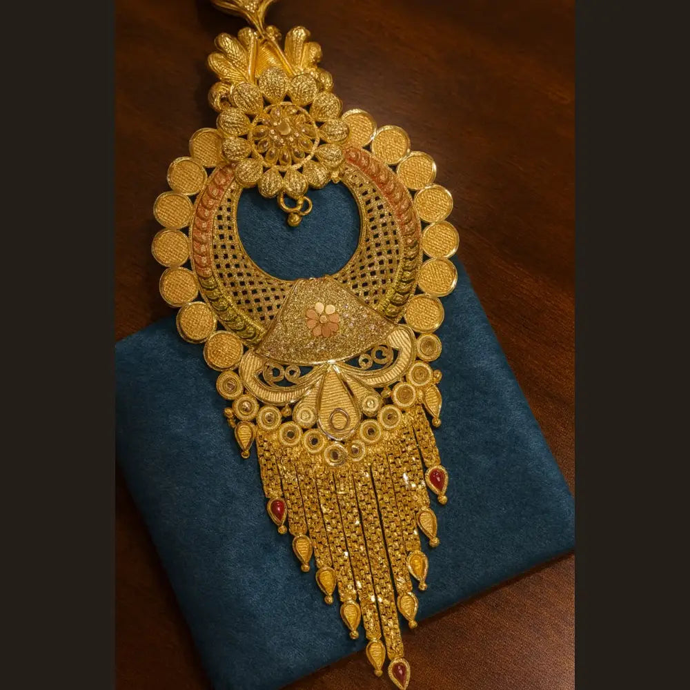 Exclusive Handmade One Gram Gold-Plated Long Ranihaar Necklace Set with Earrings – Royal Meenakari Work