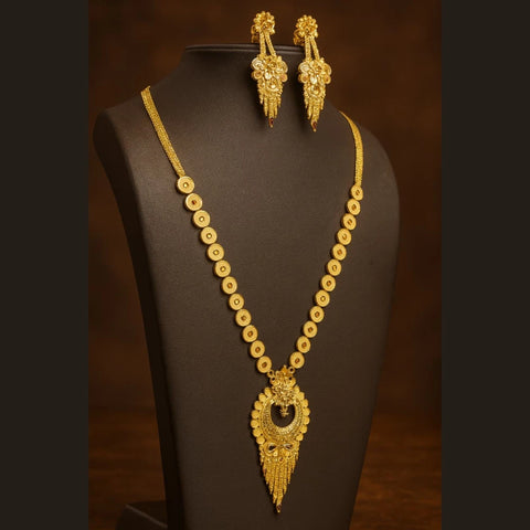 Exclusive Handmade One Gram Gold-Plated Long Ranihaar Necklace Set with Earrings – Royal Meenakari Work