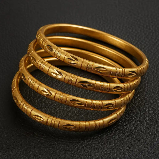 Handmade Matte-Finish Gold-Tone Hath Kangan Set (4 Piece)