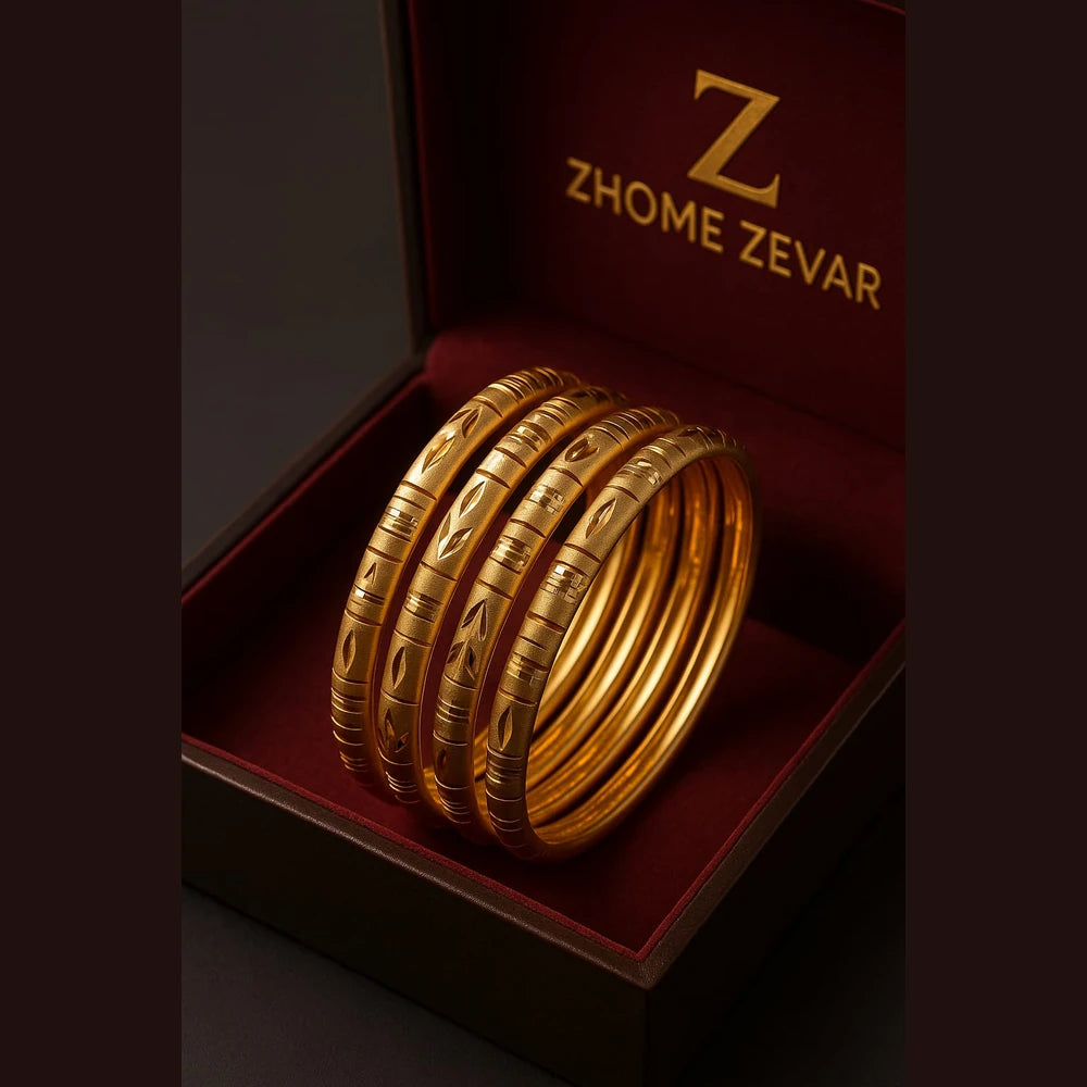 Handmade Matte-Finish Gold-Tone Hath Kangan Set (4 Piece)