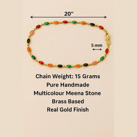 Unisex Multicolour Meena Chain – 20" Gold-Toned | Zhome