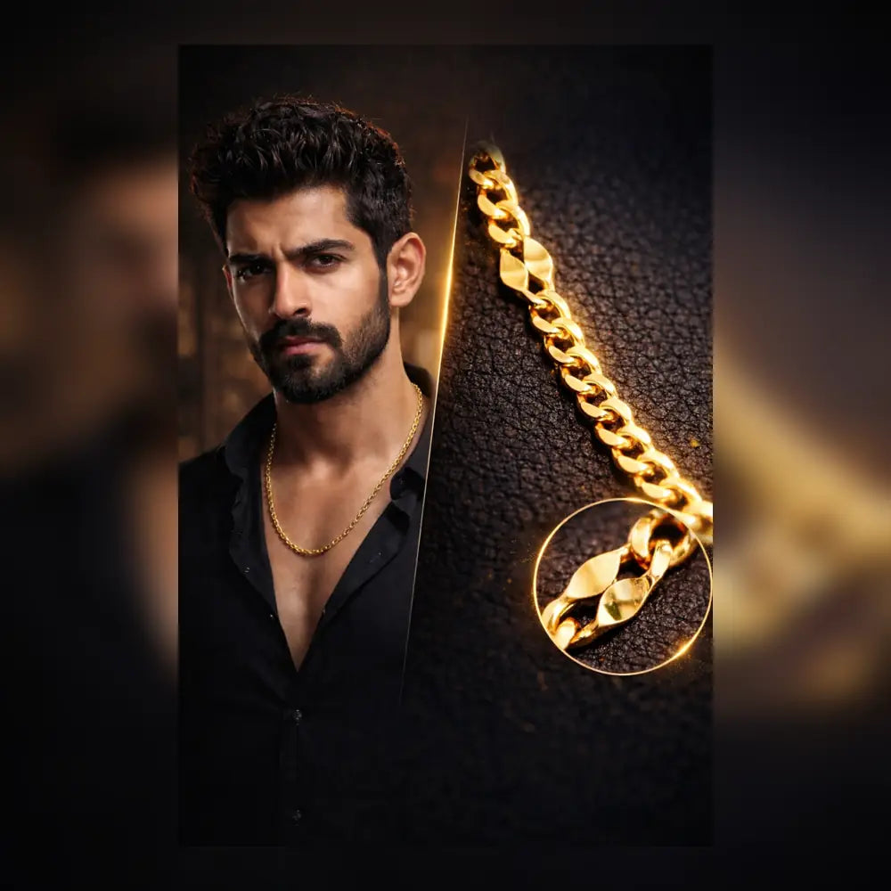 ZHome Men’s Royal Gold Plated Chain – 20 Inch Premium Mirror Finish Chain for Men