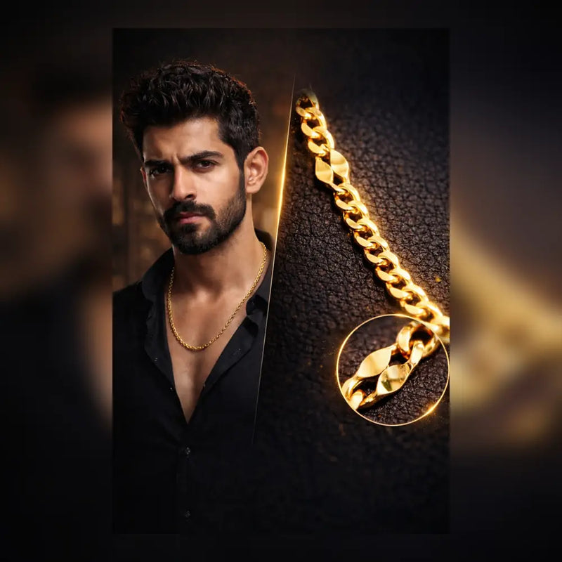 ZHome Men’s Royal Gold Plated Chain – 20 Inch Premium Mirror Finish Chain for Men