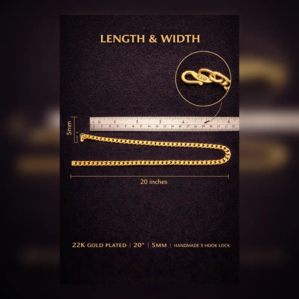 ZHome Men’s Royal Gold Plated Chain – 20 Inch Premium Mirror Finish Chain for Men