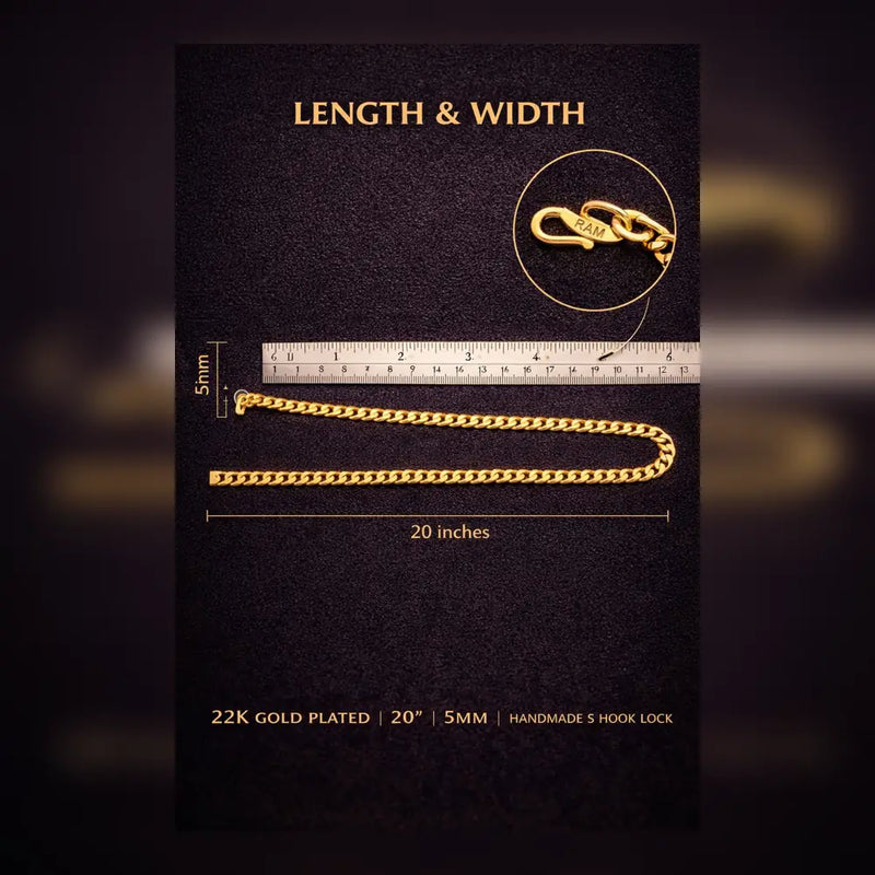 ZHome Men’s Royal Gold Plated Chain – 20 Inch Premium Mirror Finish Chain for Men