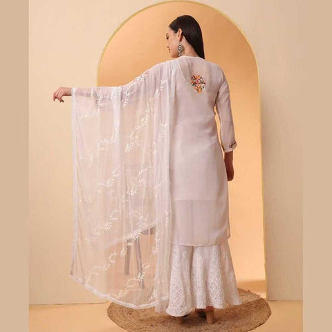 Mirror Work Chikan Kurti Set with Dupatta