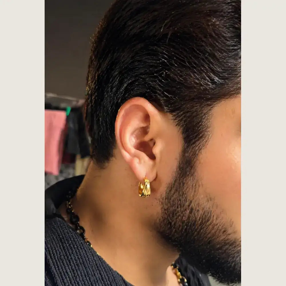 ZHome Premium Gold Hoop Earrings for Men | Bold Minimal Statement Jewellery