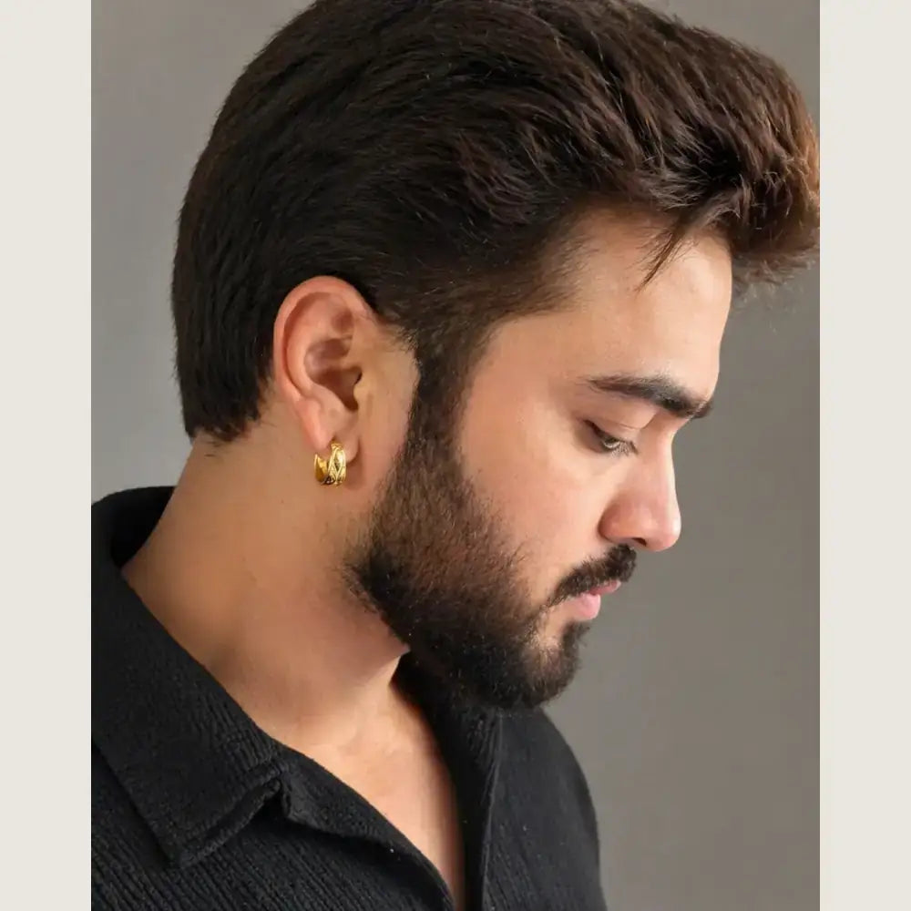 ZHome Premium Gold Hoop Earrings for Men | Bold Minimal Statement Jewellery