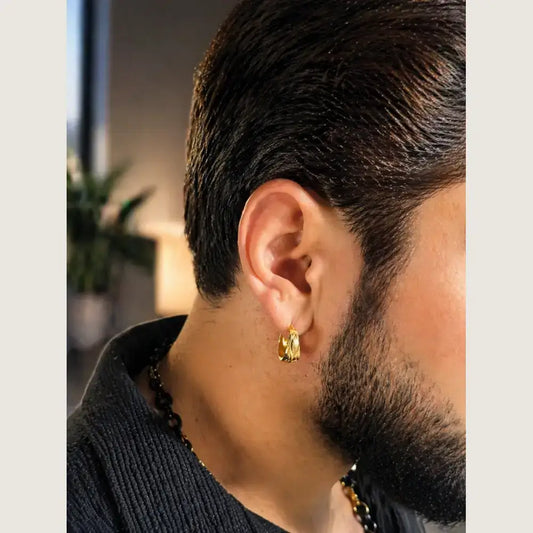 ZHome Premium Gold Hoop Earrings for Men | Bold Minimal Statement Jewellery