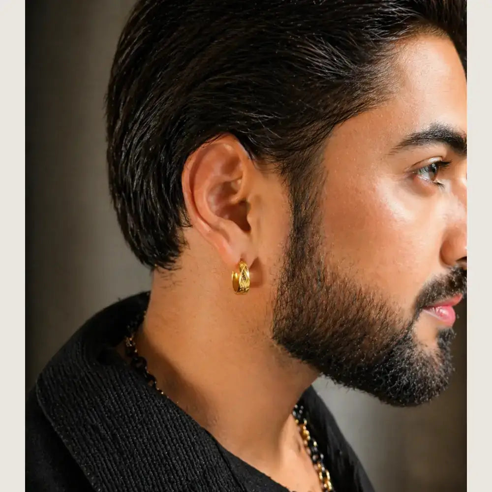 ZHome Premium Gold Hoop Earrings for Men | Bold Minimal Statement Jewellery