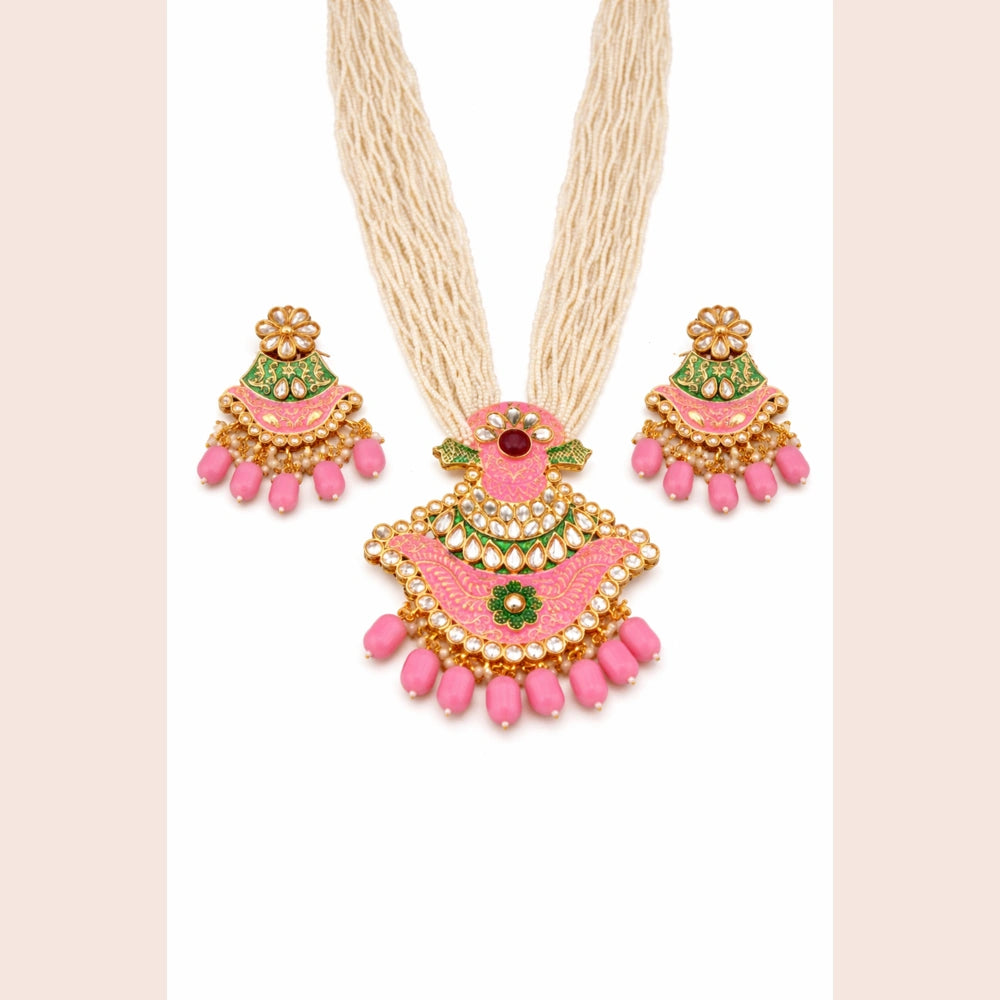 Premium Multi Layer Pearl Kundan Statement Necklace Set for Women Wedding Party Jewellery ZHome