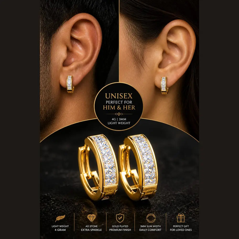 Gold-Plated Anti-Tarnish Hoop Earrings for Men & Women | Lightweight Unisex Jewelry