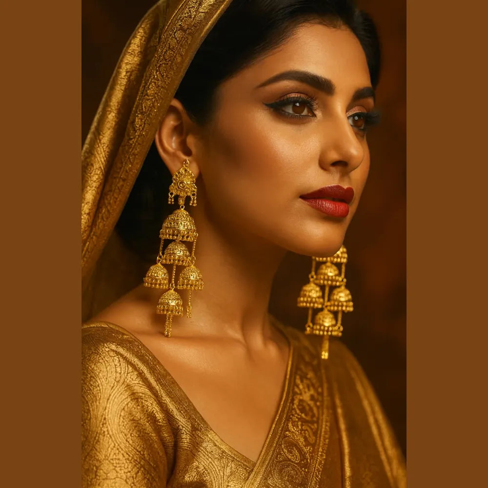 Exclusive Screwback Multi-Layer Jhumka Earrings – One Gram Gold Plated Handmade