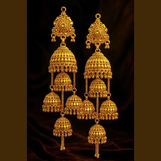 Product image of Exclusive Screwback Multi-Layer Jhumka Earrings – One Gram Gold Plated Handmade – image 1