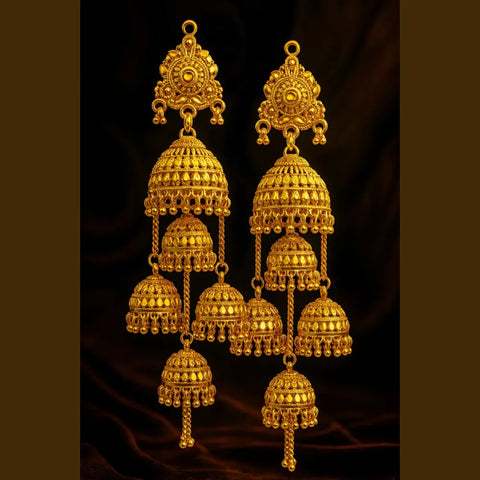Exclusive Screwback Multi-Layer Jhumka Earrings – One Gram Gold Plated Handmade