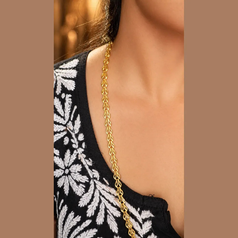 One Gram Gold Plated Handmade Designer Chain Necklace – 28 Inch