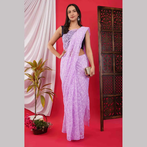 Exquisite Lucknawi Handcrafted Chikan Work Saree: Timeless Elegance in Every Detail