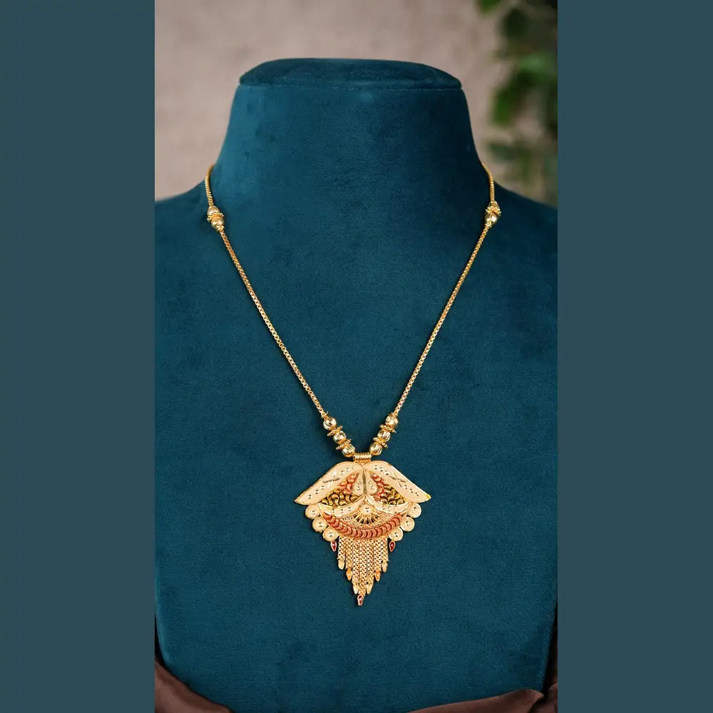 Product image of Traditional Gold Look Designer Pendant Necklace For Women Bridal Festive Jewellery By Zhome – image 10