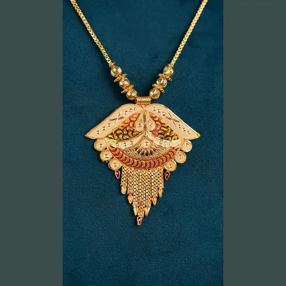 Product image of Traditional Gold Look Designer Pendant Necklace For Women Bridal Festive Jewellery By Zhome – image 9